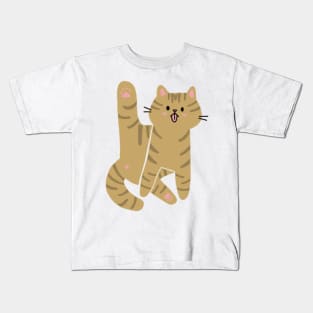 Tabby Cat Licking Butt Kids T-Shirt